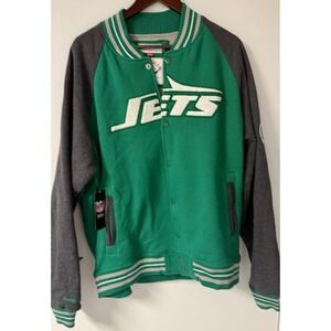 Rare Mitchel & Ness New York Jets Throwback Jacket 2XL NWT NFL Vintage GREEN